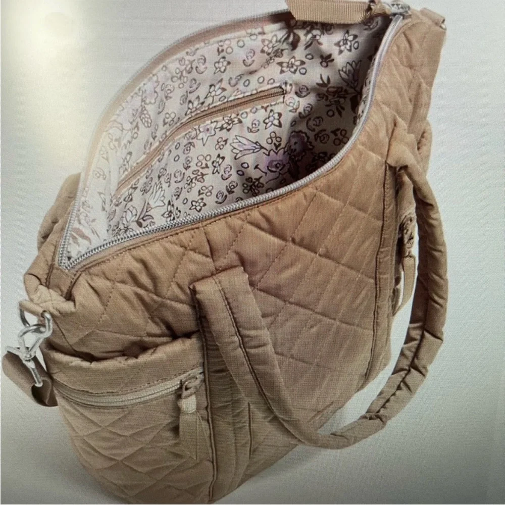 Vera Bradley Performance Twill Small Multi Strap Tote Bag Meadowlark Tan Puffer - Picture 10 of 11